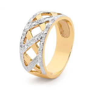 Diamond Gold Ring - Basket Weave