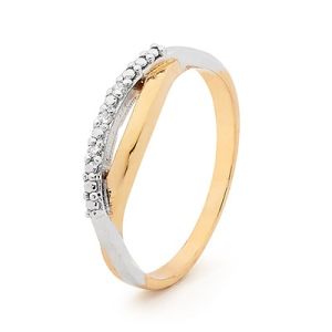 Diamond Gold Ring - 2 Tone