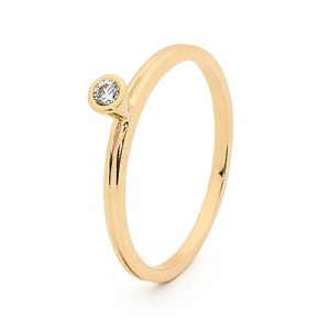 Cubic Zirconia CZ Gold Ring - Stackable Bezel Set