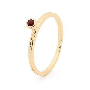 Garnet Gold Ring - Stackable Bezel Set