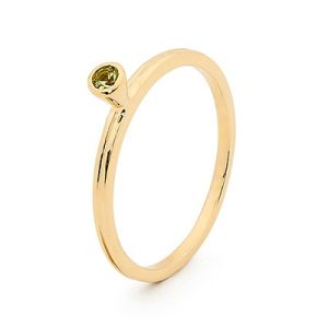 Peridot Gold Ring - Stackable Bezel Set