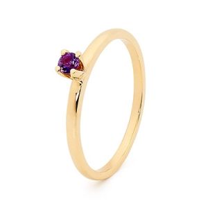 Amethyst Gold Ring - Stackable Claw Set