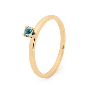 Blue Topaz Gold Ring - Stackable Claw Set