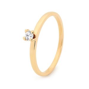 Cubic Zirconia CZ Gold Ring - Stackable Claw Set