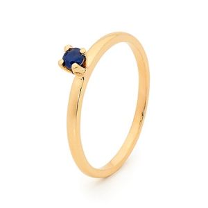 Sapphire Gold Ring - Stackable Claw Set