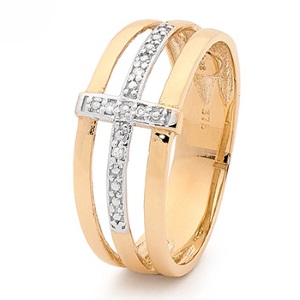 Diamond Gold Ring - Cross Trinity ring