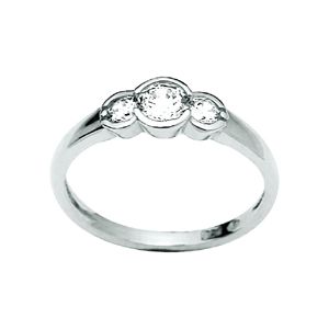 Cubic Zirconia CZ Silver Ring - Trilogy