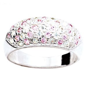 Pink Cubic Zirconia CZ Silver Ring