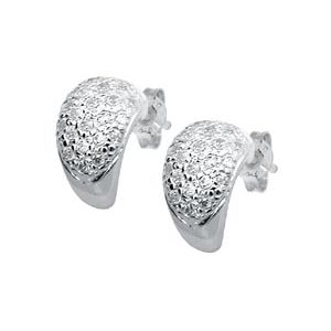 Cubic Zirconia CZ Silver Earrings - Pave Huggie