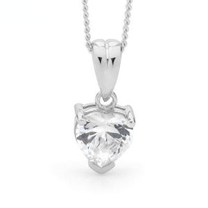 Cubic Zirconia CZ Silver Pendant - Heart