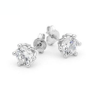 Cubic Zirconia CZ Silver Earrings - Basket Setting