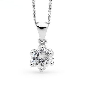 Cubic Zirconia CZ Silver Pendant - Basket Setting