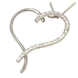 Cubic Zirconia CZ Silver Pendant and Chain - Heart