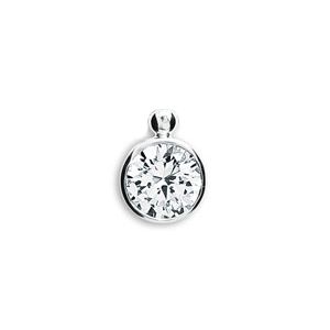 Cubic Zirconia CZ Silver Pendant and Chain - Round