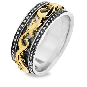 Silver and Gold Ring - Spinner Size L