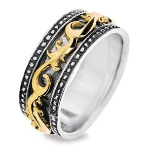 Silver and Gold Ring - Spinner Size N
