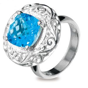 Blue Topaz Silver Ring