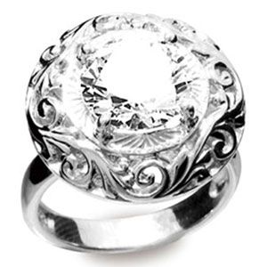 Cubic Zirconia CZ Silver Ring - Fancy