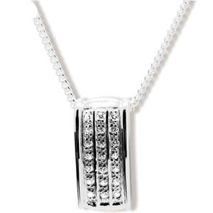 Cubic Zirconia CZ Silver Pendant and Chain