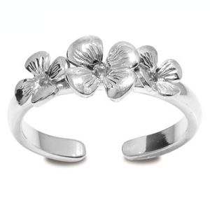 Silver Toe Ring - Flower