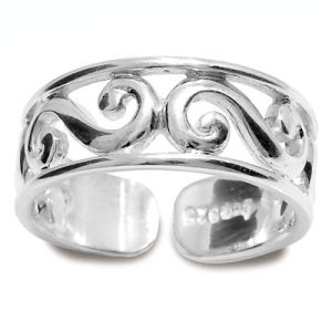 Silver Toe Ring - Scroll