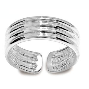 Silver Toe Ring - Grooves