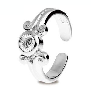 Cubic Zirconia CZ Silver Toe Ring - Scroll