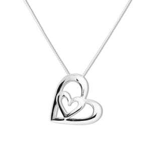 Silver Pendant - Heart within a Heart