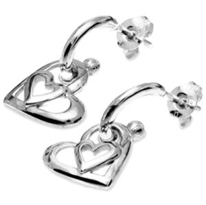 Silver Earrings - Heart Dangle