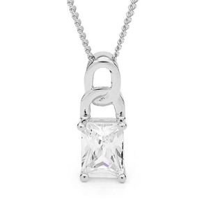 Cubic Zirconia CZ Silver Pendant - Link Drop