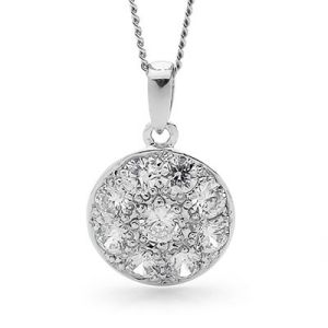 Cubic Zirconia CZ Silver Pendant - Medallion