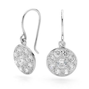 Cubic Zirconia CZ Silver Earrings - Medallion