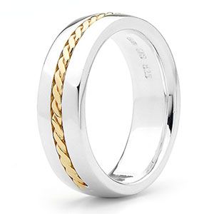 Silver and Gold Ring - Men's Inlay Size S