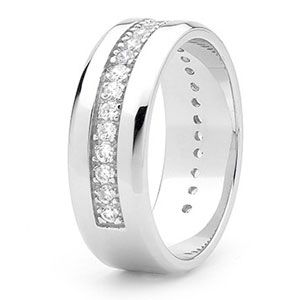 Cubic Zirconia CZ Silver Men's Ring - Size T