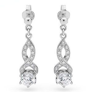 Cubic Zirconia CZ Silver Earrings - Infinity