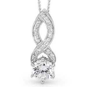 Cubic Zirconia CZ Silver Pendant - Infinity