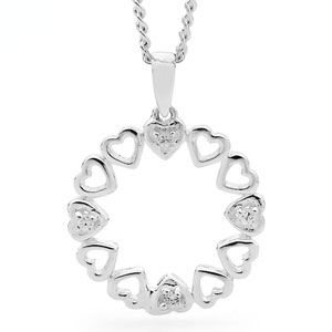 Cubic Zirconia CZ Silver Pendant - Heart Circle