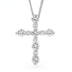 Cubic Zirconia CZ Silver Pendant - Cross