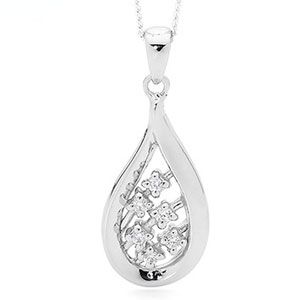 Cubic Zirconia CZ Silver Pendant - Teardrop