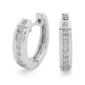 Cubic Zirconia CZ Silver Earrings - Channel Set