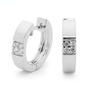 Cubic Zirconia CZ Silver Earrings - Hinged Huggies