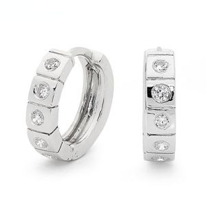 Cubic Zirconia CZ Silver Earrings - Huggie