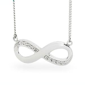 Cubic Zirconia CZ Silver Necklace - Infinity