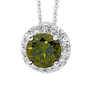 Olive Cubic Zirconia CZ Silver Pendant