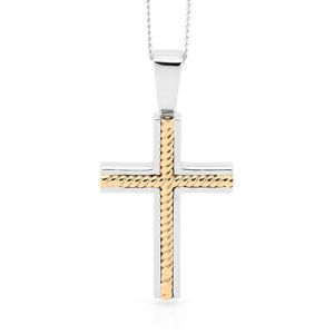 2 Tone Silver and Gold Pendant - Cross