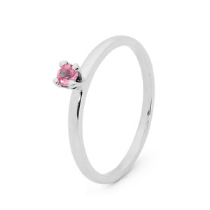 Pink Cubic Zirconia CZ Silver Ring - Stackable Claw Set