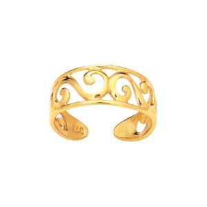 Gold Toe Ring - Swirl