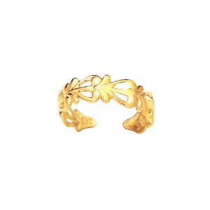 Gold Toe Ring - Floral