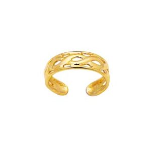 Gold Toe Ring - Plait