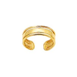 Gold Toe Ring - Ridges